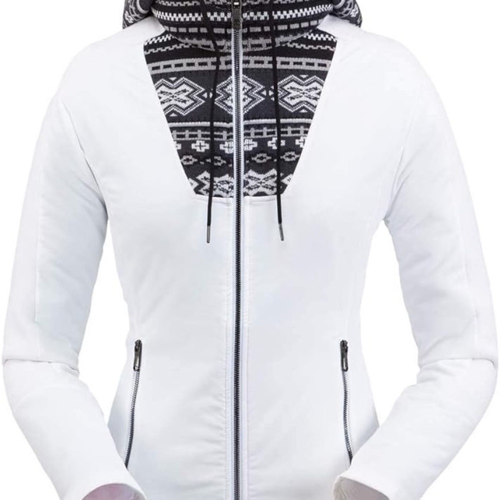 Spyder Women's Soirée White and Black Hybrid Fleece Hoodie Hooded Jacket S New